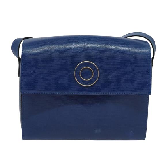 CELINE Shoulder Bag Leather Blue Gold - Picture 2 of 12